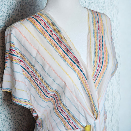 America & Beyond Rainbow Sunshine Pom Pom Beach Cover-Up Dress | Women's Size XL