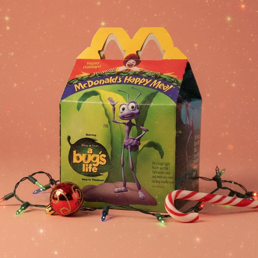 1998 McDonald’s Happy Meal Box – Disney Pixar A Bug’s Life Movie Promotion – Flik, Princess Atta, Dot, Hopper
