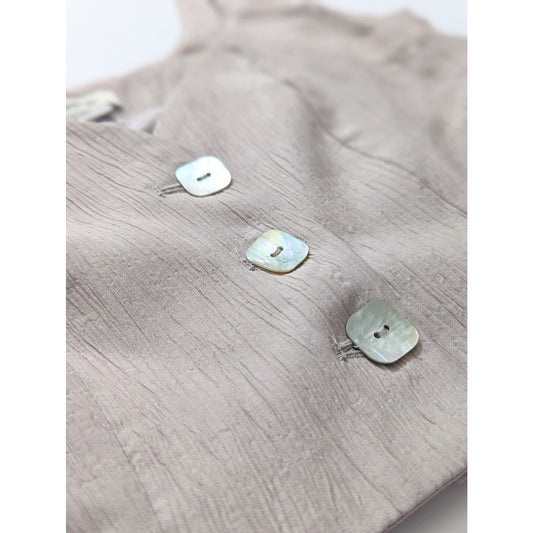 Jason Wu Women's Cropped Button Up Top XS Beige Taupe Crepe Mother of Pearl Buttons NWT