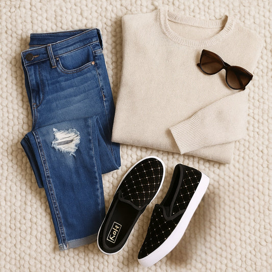 Keds x Kate Spade Double Decker Quilted Velvet Slip-On Black Sneakers Women's Size 8.5