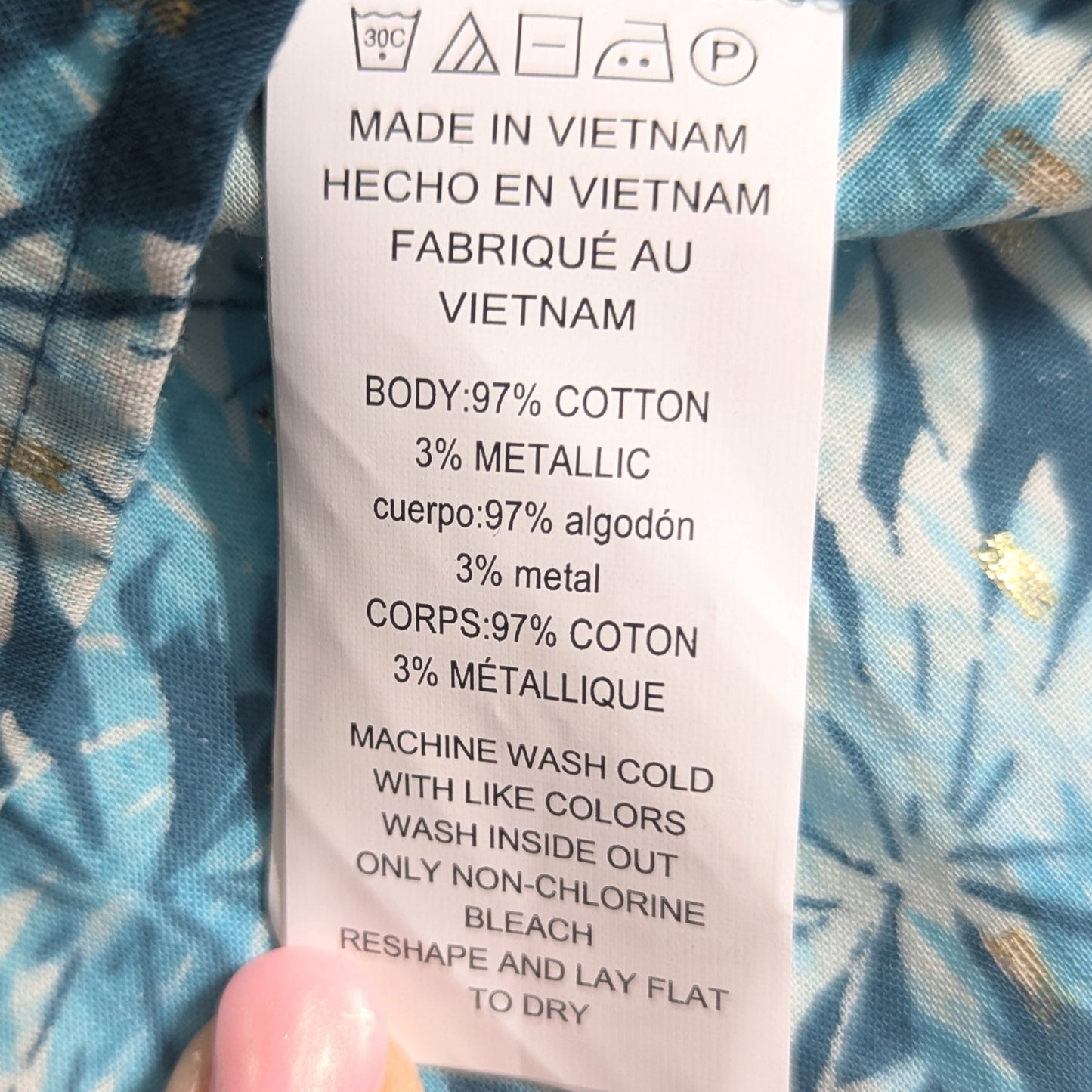 Michael Kors Women's Off Shoulder Metallic Gold Detail Floral Blouse in Nassau Teal Size S