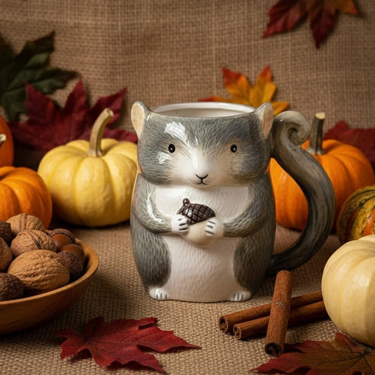 Ceramic Squirrel Mug with Tail Handle