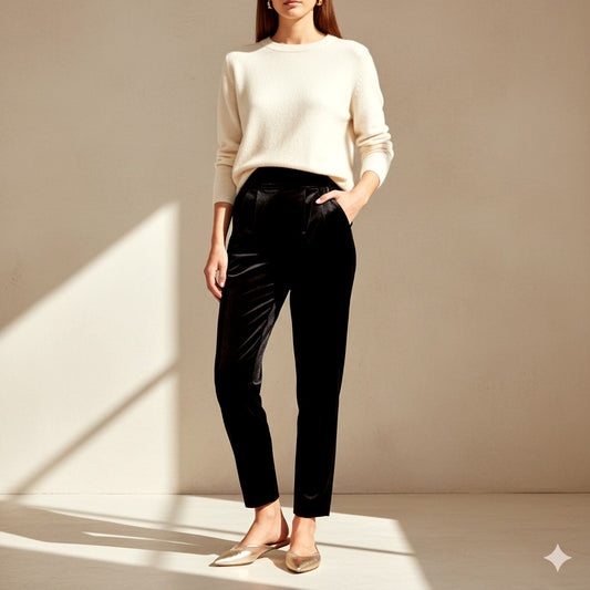 🖤 Ramy Brook Clarke Black Velvet Pants – High Waisted – Viscose Silk Blend – Women's Medium