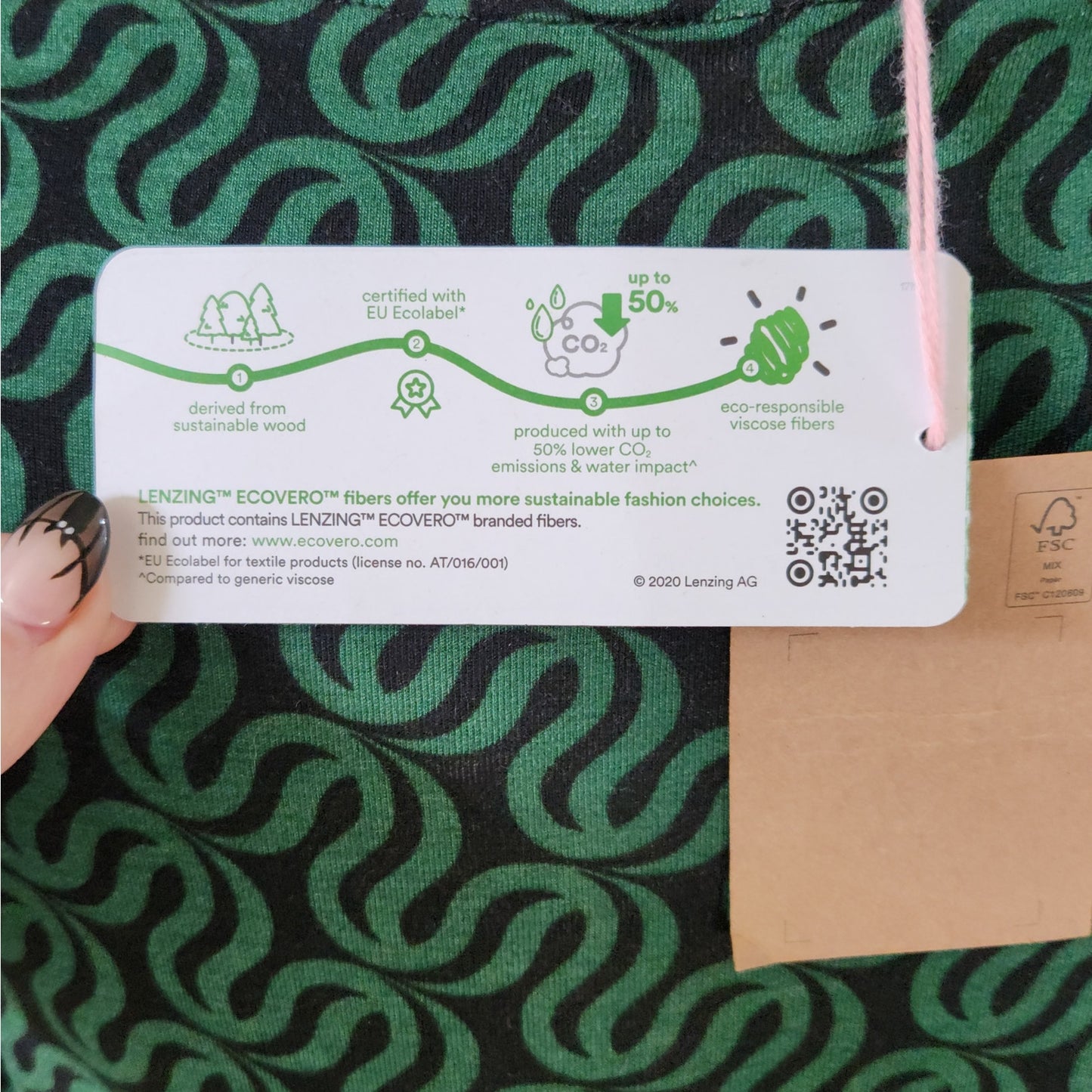 Abigail Long Sleeve Green Geo Jersey Dress | NWT | Women's US 8 UK 12