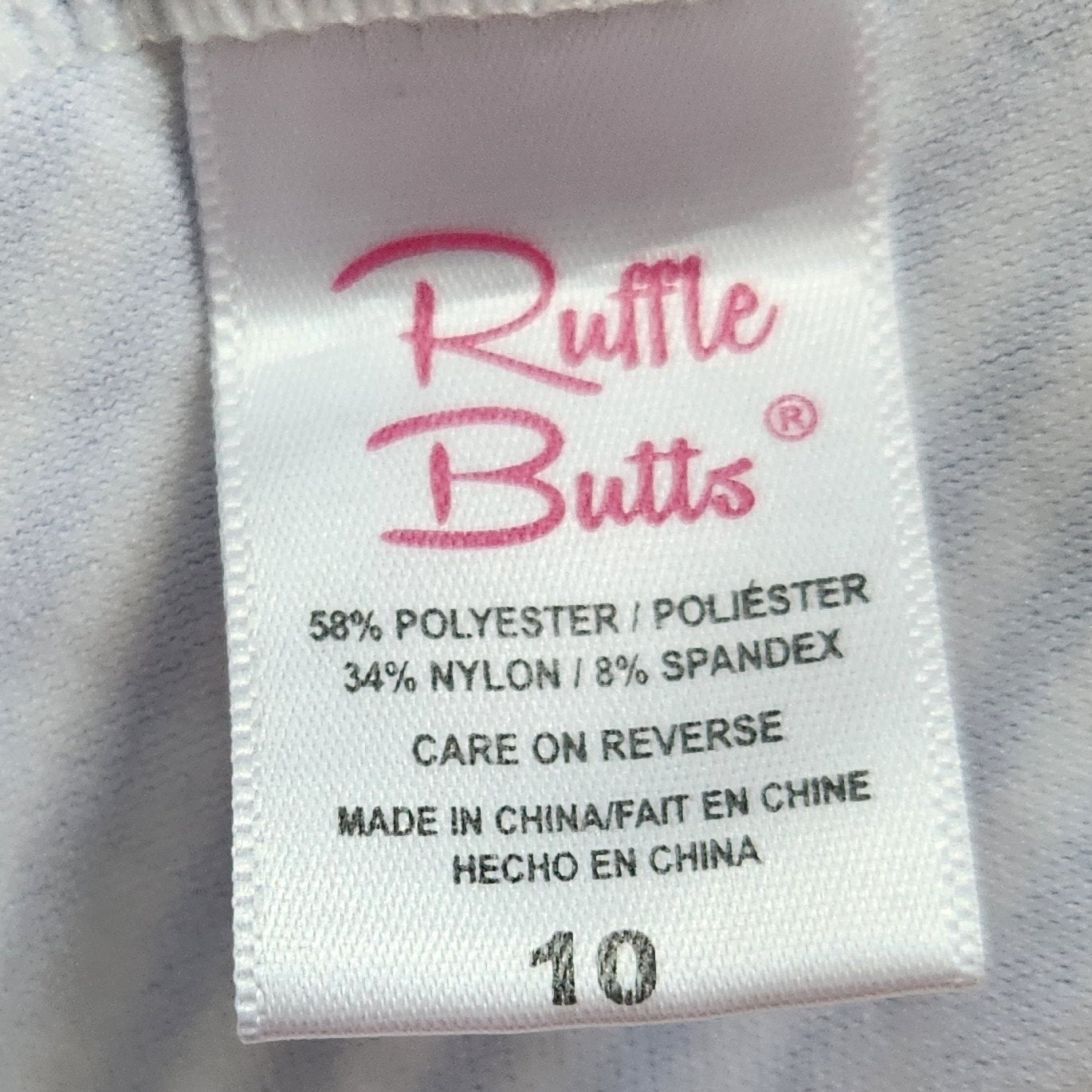 RuffleButts Blue & White Seersucker Waterfall One Piece Swimsuit Size 10