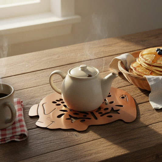 1999 Copper Pig Trivet with Cast Iron Backing