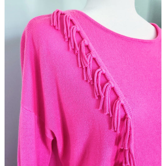 Lilly Pulitzer Emberly Sweater | Mandevilla Pink Fringe Tassel Pullover Women's Medium