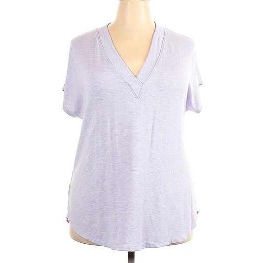 Lou & Grey Purple V-Neck Lounge Tee | Soft Stretch Relaxed Fit Top | Women’s XL