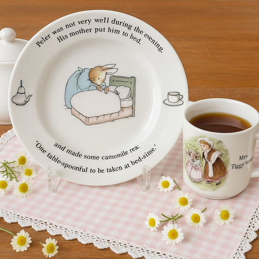 Vintage 1990s Wedgwood Beatrix Potter Peter Rabbit Plate & Mrs. Tiggy-Winkle Mug | Kids Home