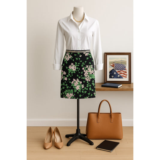 Talbots The Oprah Magazine Collection Hydrangea Pencil Skirt | Women Size 8