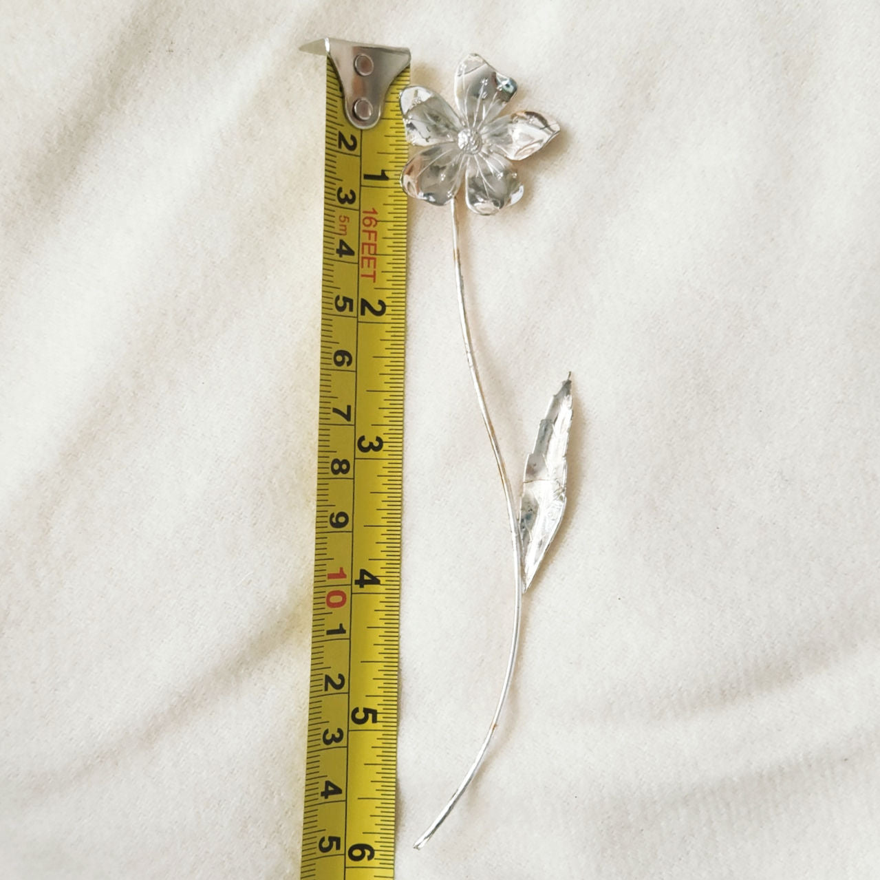 Vintage Italian .800 Silver Periwinkle Stem | Mid-Century Naturalistic Botanical