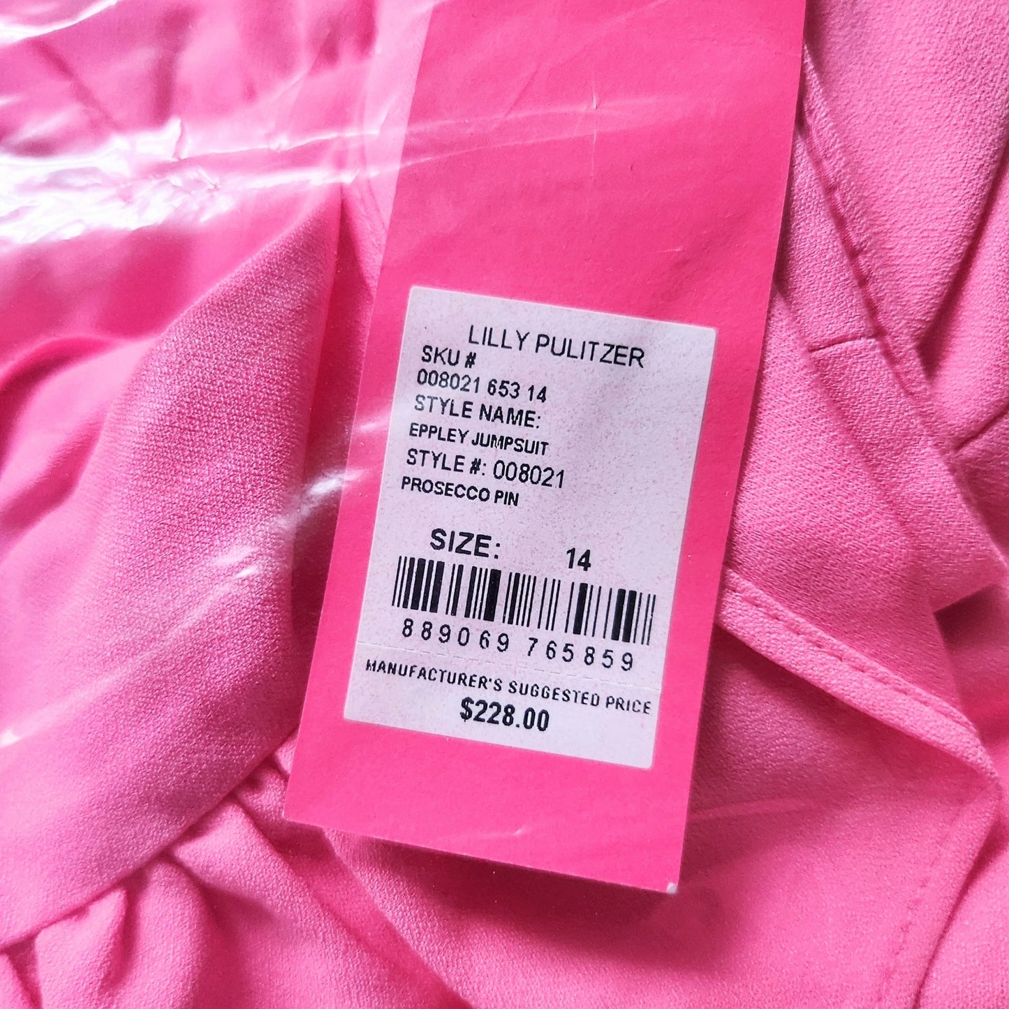 Lilly Pulitzer Women's Eppley Jumpsuit Flutter Sleeve Prosecco Pink | Size 14