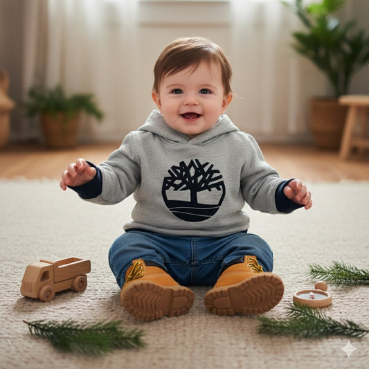 Baby Hoodie | Gray Logo Sweatshirt | Unisex Infant Size 12 Months