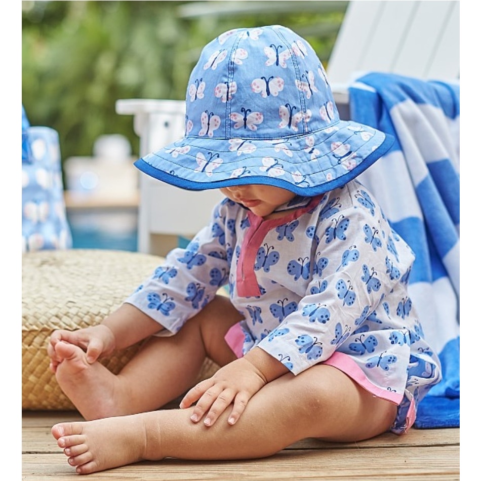 Pottery Barn Kids Allover Periwinkle Butterfly Baby Tunic Size 2T-3T 100% Cotton