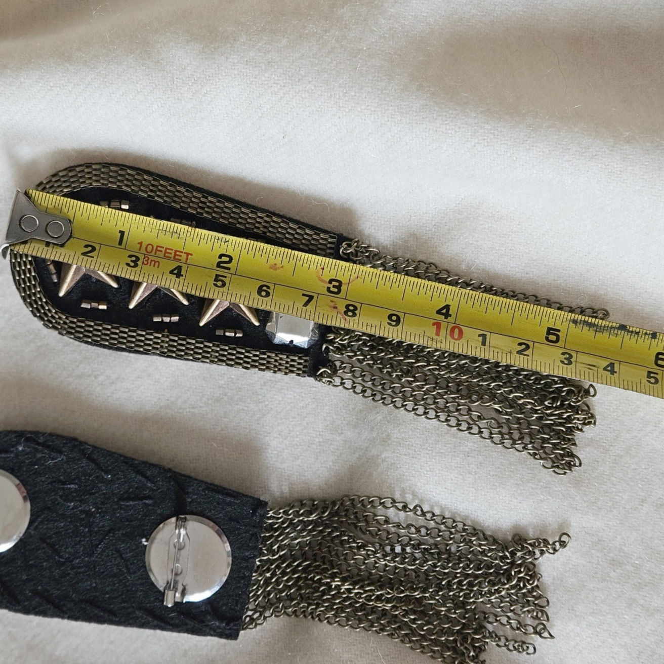 Vintage Boho Rock Epaulette Brooch Set – Gunmetal Chain Fringe Star Pins – Festival Western Statement Accessories