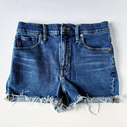 Madewell Women's High-Rise Denim Cutoff Shorts Dark Blue Onaway Wash Size 28