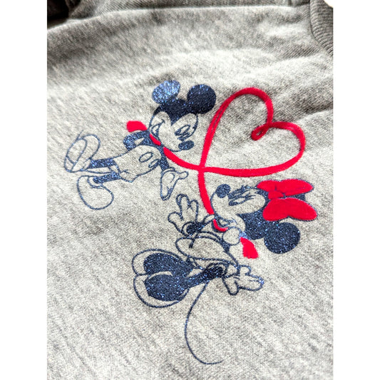 babyGap | Disney Mickey & Minnie Mouse Love Sweatshirt Dress | Toddler Girls 2T | Gray Top + Navy Glitter Tulle Skirt