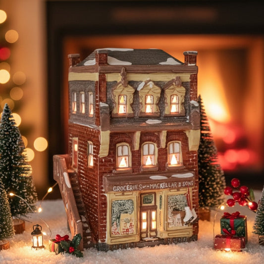 Department 56 Mackellar & Sons Grocery (1984) from Original Snow Village with Working Light Cord