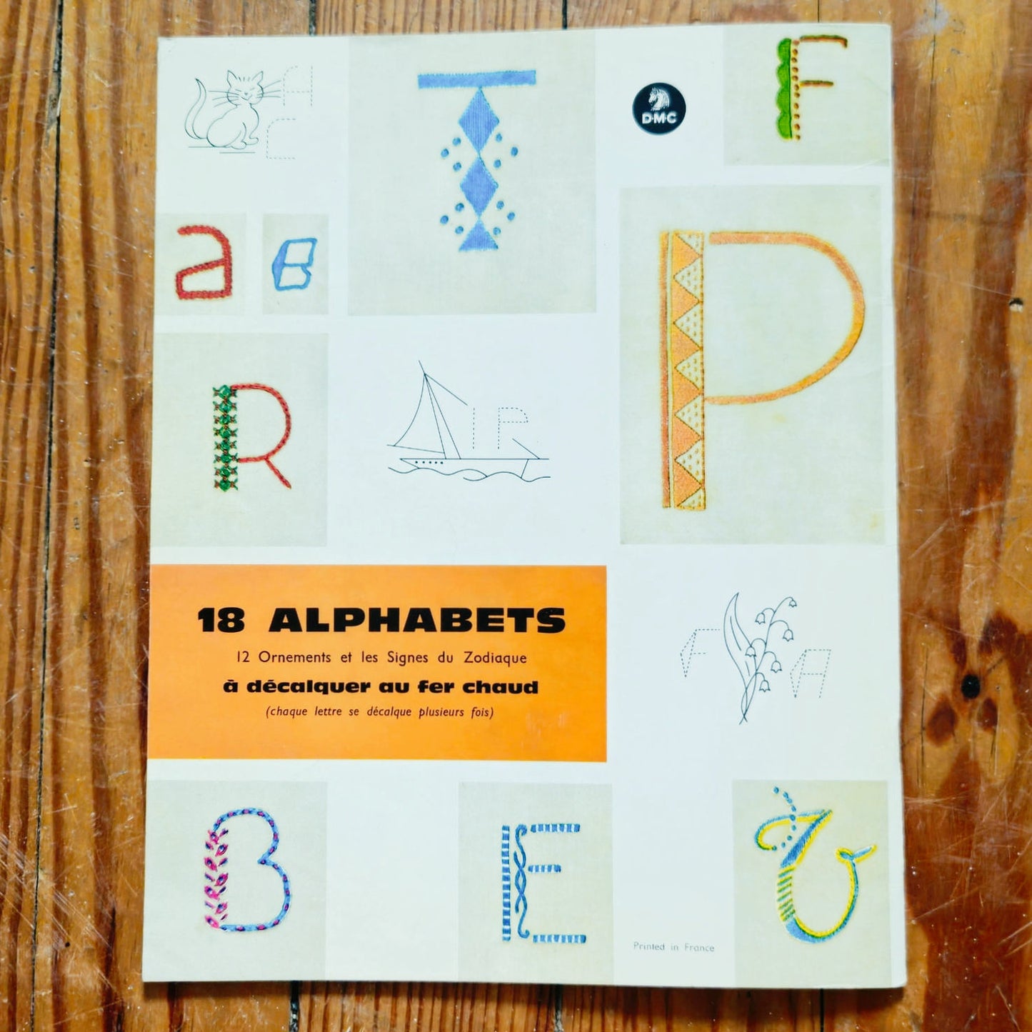 Vintage 18 Alphabets Iron On Transfer Patterns | DMC French Embroidery Book