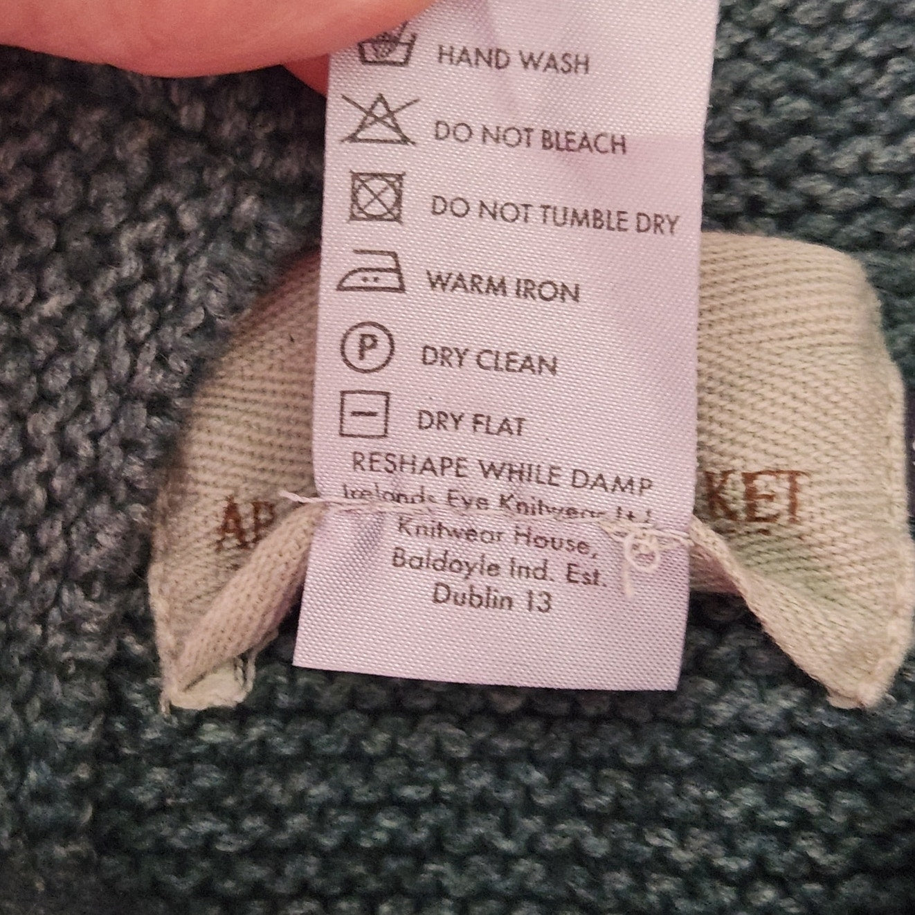 Green Cable Knit Wool Blend Sweater | Made in Ireland | Women's S