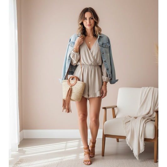 Rocky Romper – Taupe Beige - Women's S