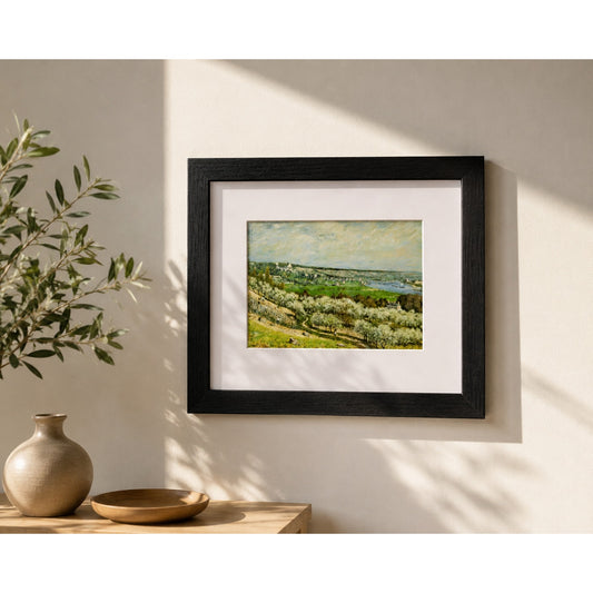 Terrace at Saint-Germain, Spring by Sisley | Impressionist Seine Framed Print