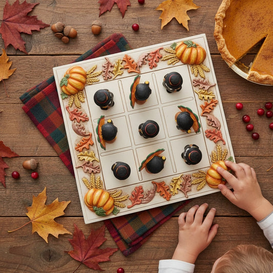 Boney Bunch Thanksgiving Turkey Checkers Set – Fall Harvest Table Décor, Collectible Holiday Game