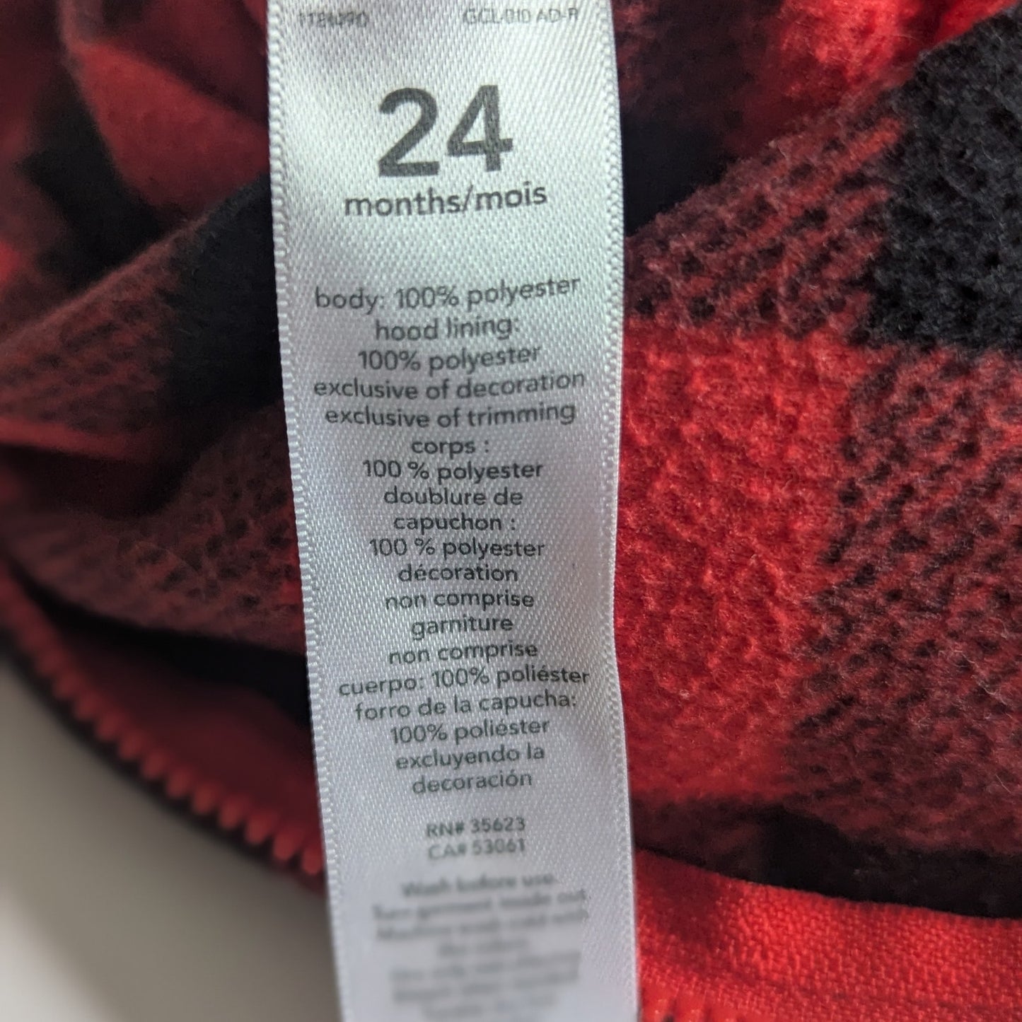 Red Buffalo Plaid Fleece Hooded Jumpsuit | Size 24M | Sherpa Lined Teddy Bear Patch