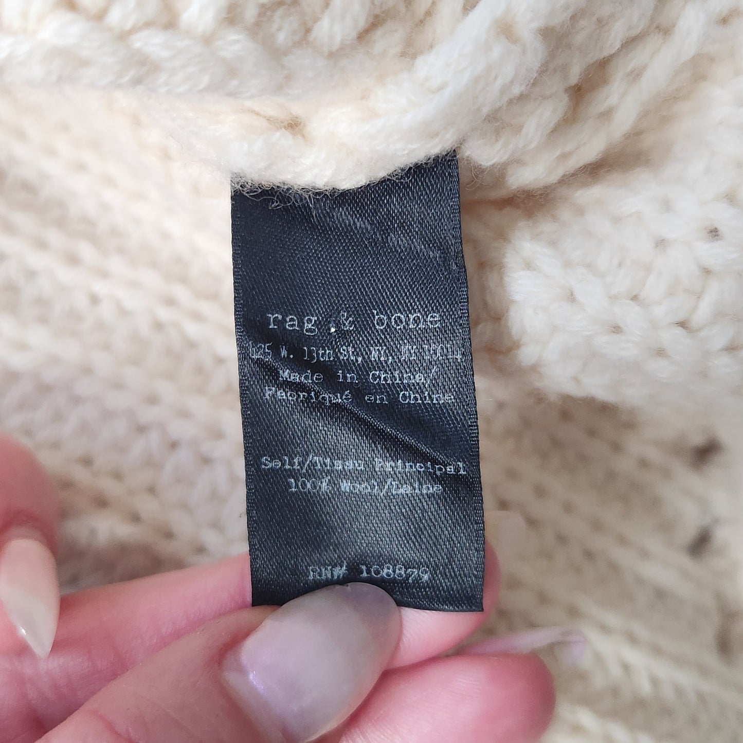 Cece Funnel Neck Wool Turtleneck Cream Sweater | Women's S