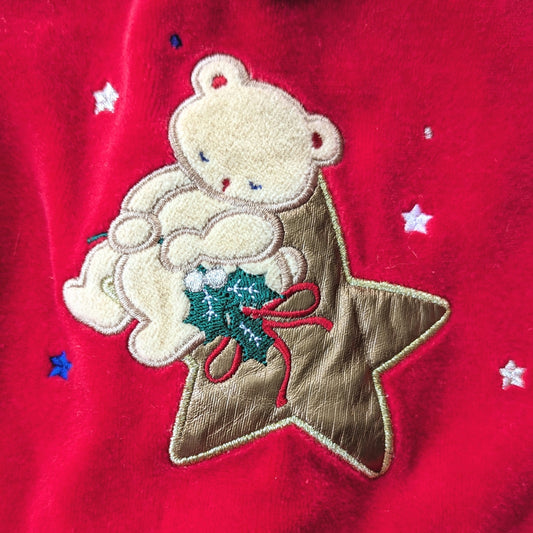 🎄 Vintage Little Me 1990s Red Velour "My First Christmas" Baby Footie – Size 6 Months