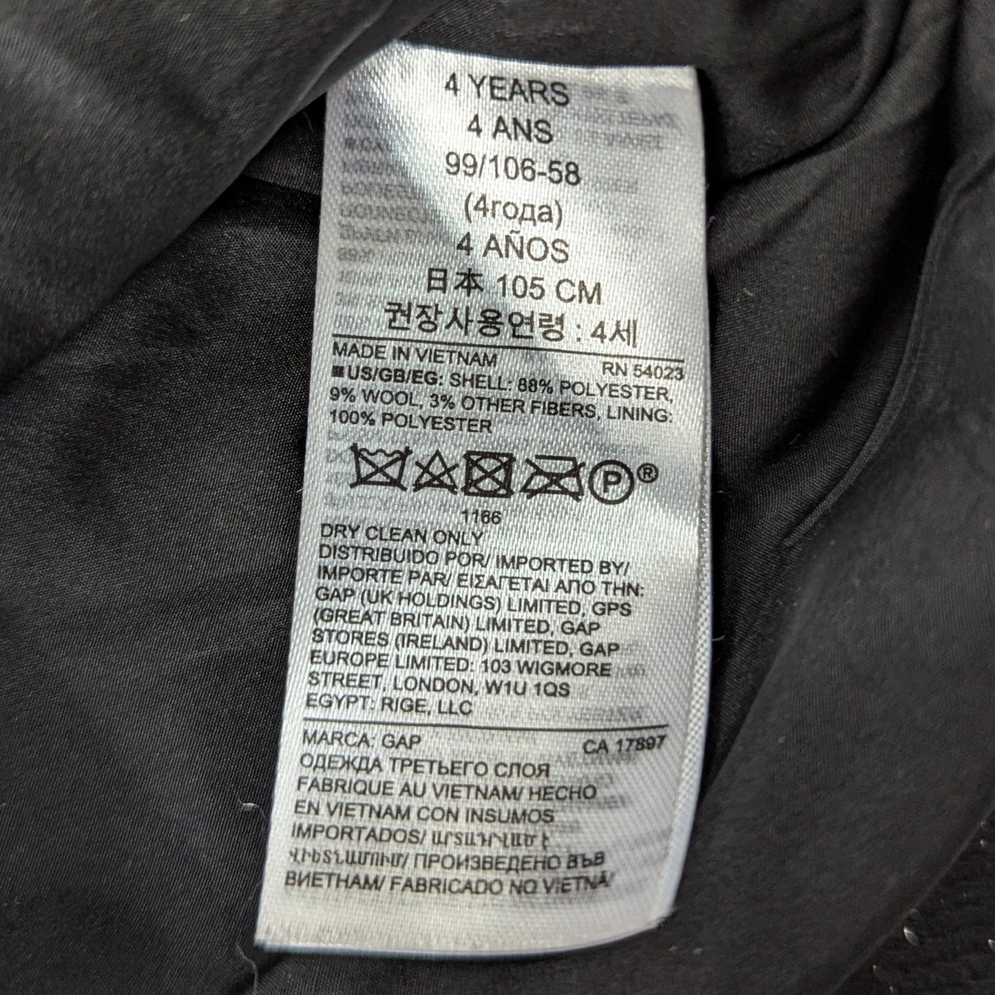 Baby Gap Toddler Girl’s Black Metallic Glitter Hooded Winter Toggle Coat Size 4