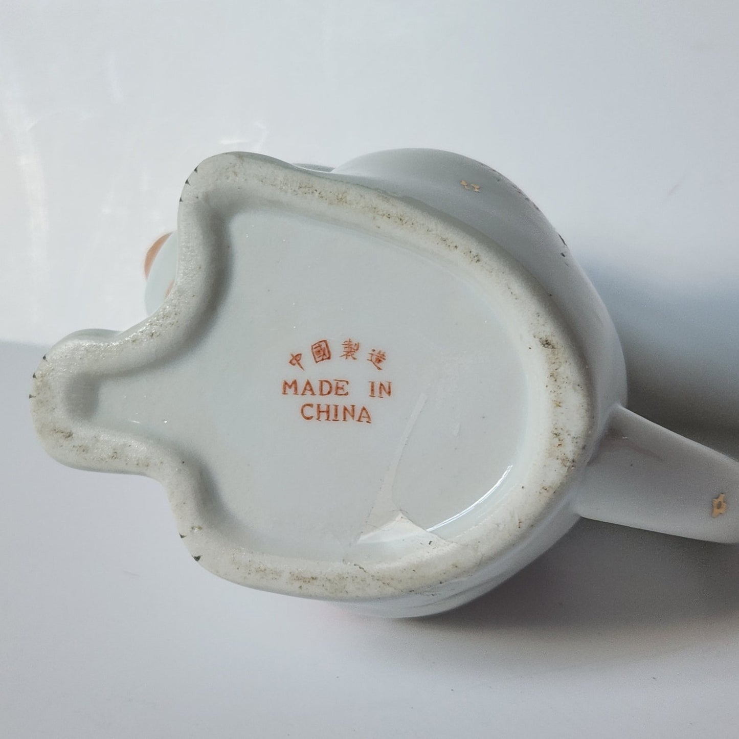 Vintage Cat & Koi Porcelain Teapot • Hand-Painted Lid/Spout • Metallic Gold