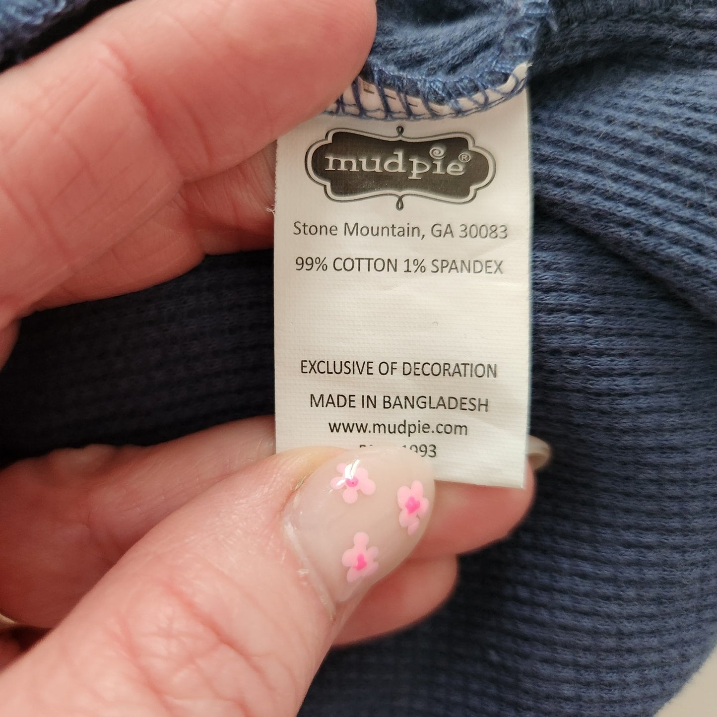 Waffle Knit Romper with Coconut Buttons | Slate Blue | Size 6-9 Months