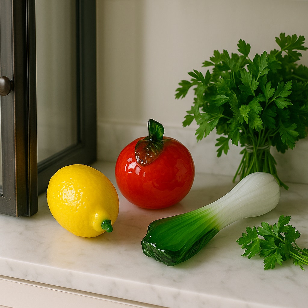 Vintage Hand Blown Glass Fruit & Vegetable Set