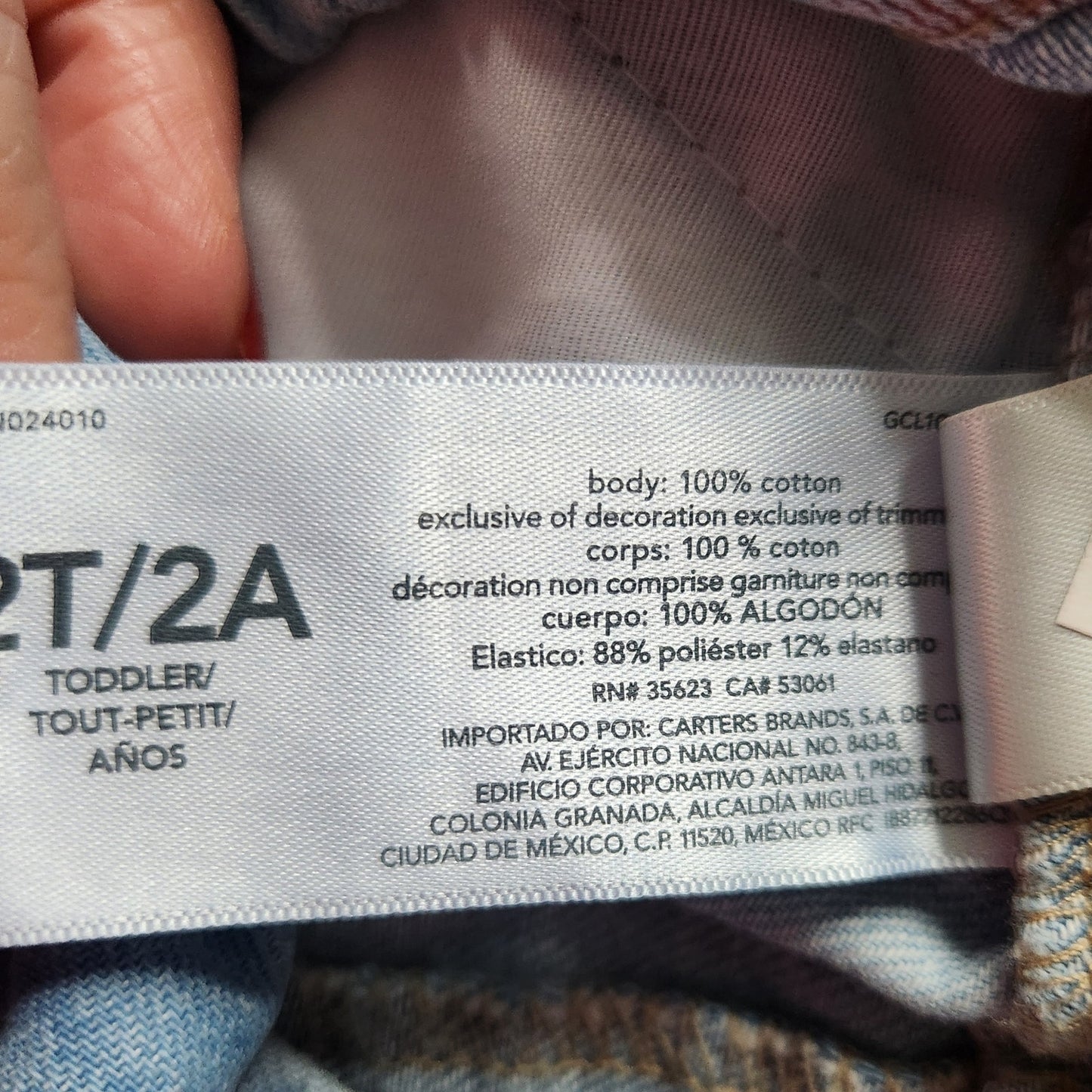 OshKosh B'gosh Pink Flower Adjustable Knotted Straps Denim Shortalls Size 2T