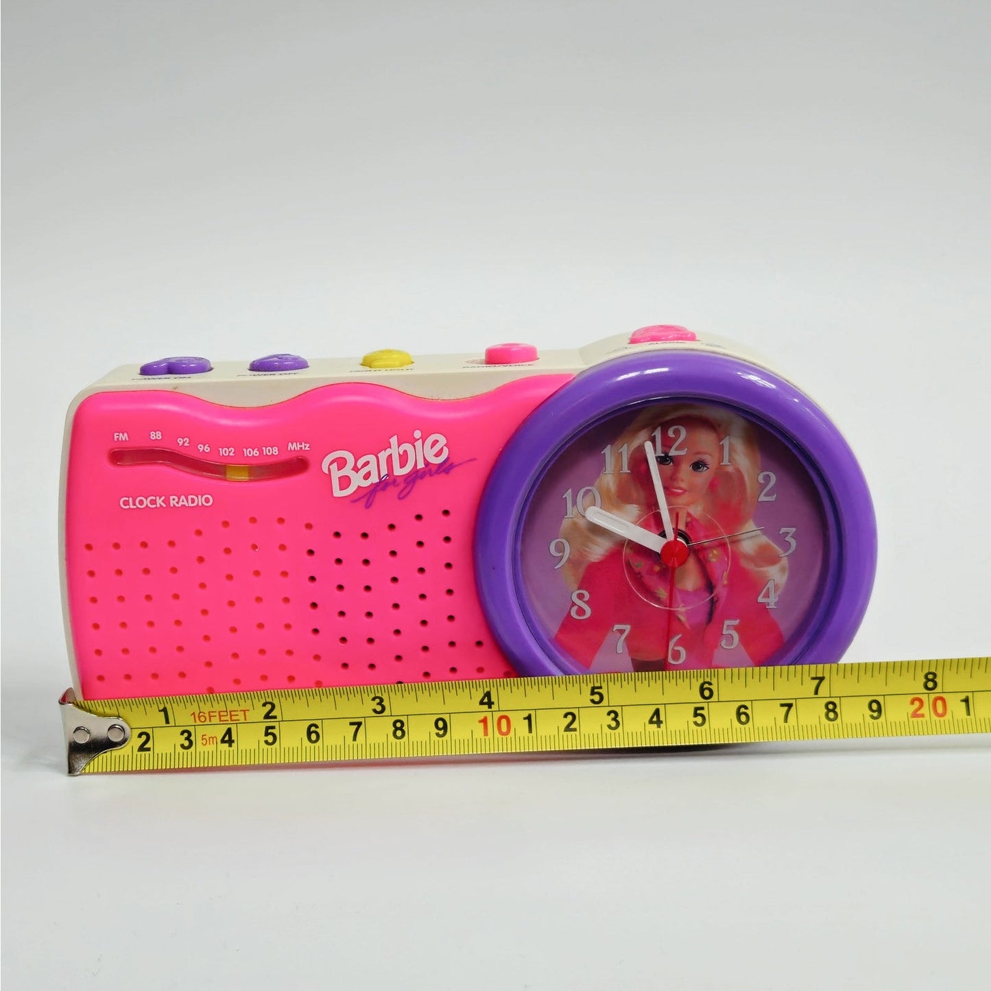 Vintage 1995 Barbie Clock Radio | Hot Pink / Purple Dopamine