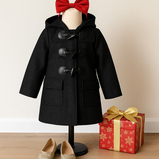 Baby Gap Toddler Girl’s Black Metallic Glitter Hooded Winter Toggle Coat Size 4