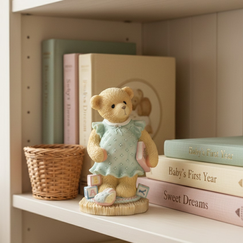 Vintage 1998 Cherished Teddies “Anxiously Awaiting The Arrival” Enesco Figurine