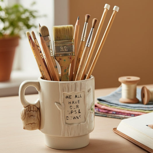 1970s 3D Owl Mom Mug and “We All Have Our Ups & Downs”