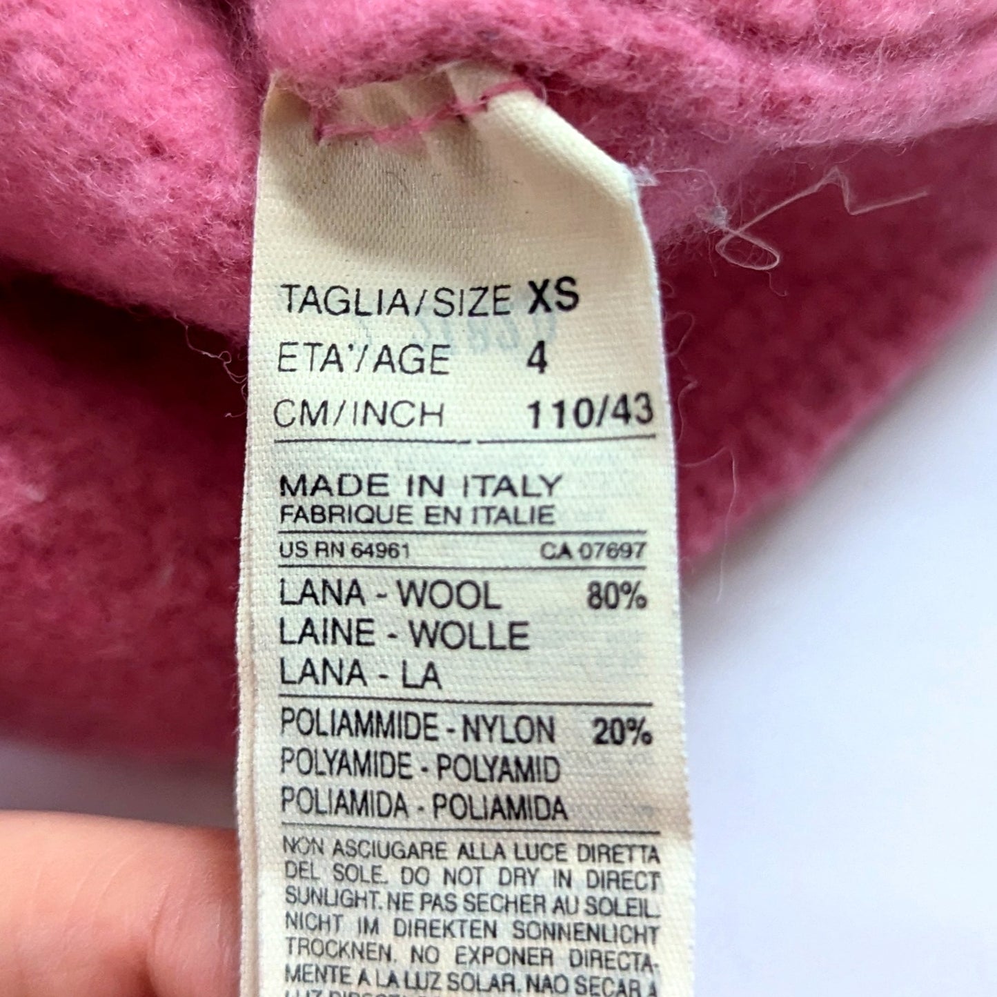 United Colors of Benetton Pink Wool Fur Cardigan | Made in Italy | Girls Size XS 4T / 110 cm