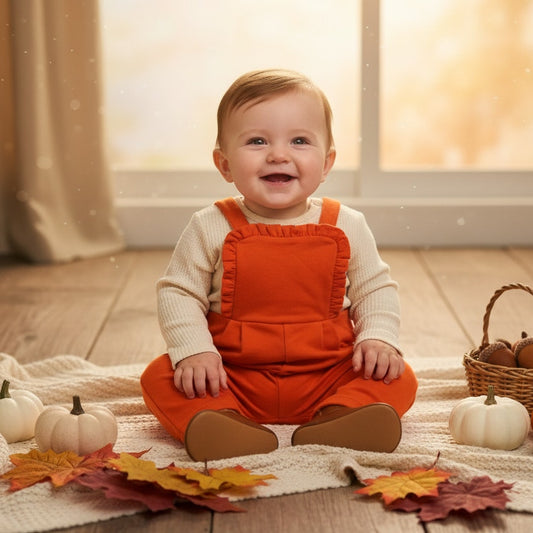 Orange Ruffle Strap Romper | 6–12 Months | NWT