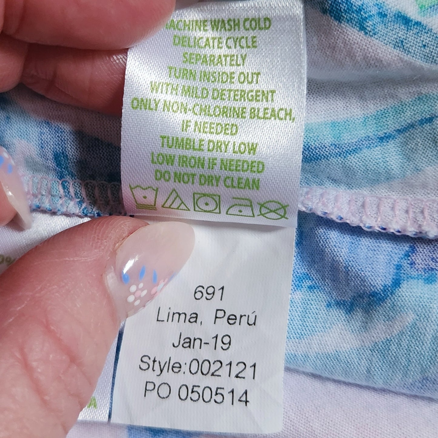 Lilly Pulitzer Women's Lula Top Blue & Pink Tropics Sweet Pea Size Large