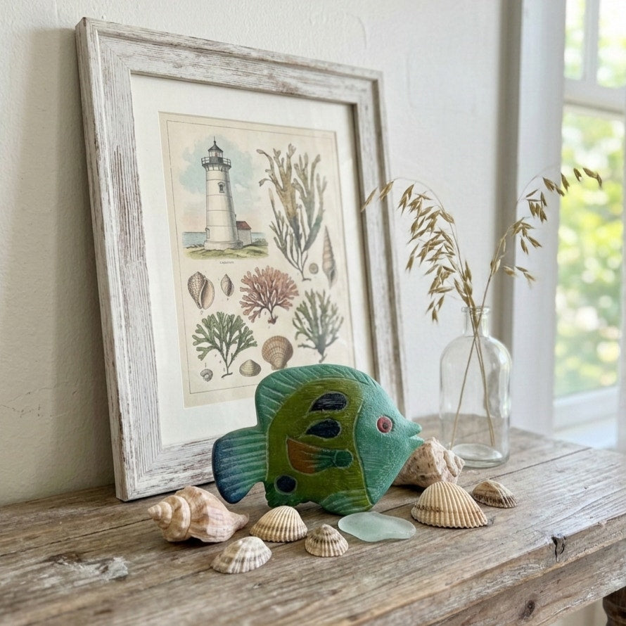 Vintage Mid-Century Hand-Carved Wooden Fish Figurine | 1960s–70s Coastal Art