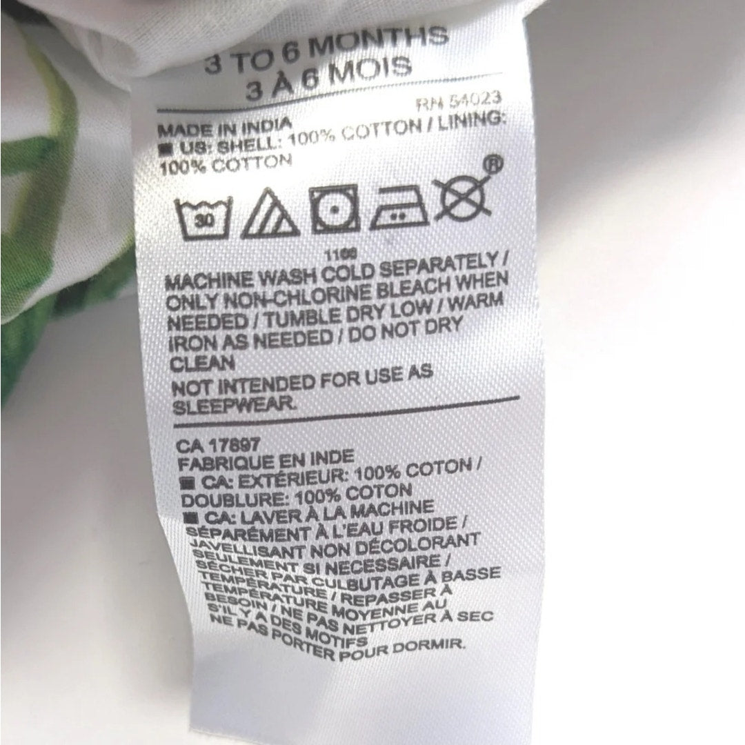 Janie and Jack Palm Leaf Bubble Romper Green Banana Leaf Print | Baby Size 3-6M