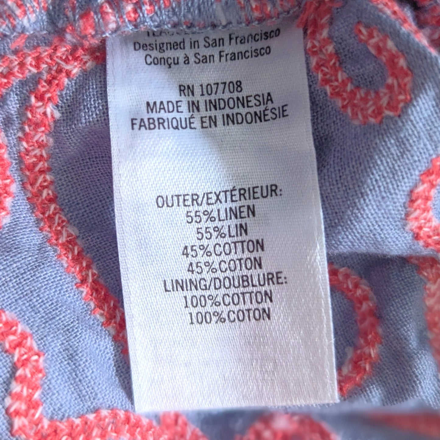 Tea Collection Linen Blend Blue Chambray Red Embroidered Dress Size 3-6 months