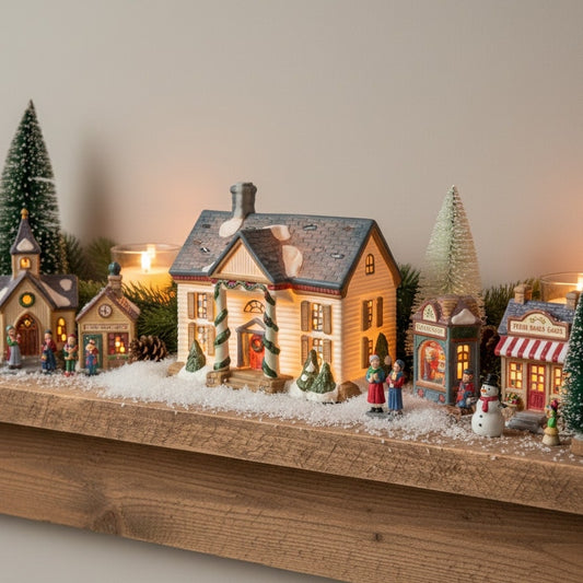 1991 Christmas Village Porcelain Lighted House – Snow-Covered Colonial with Box