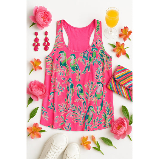 Lilly Pulitzer Women's Monterey Racerback Pink Toucan Tango Tank Top Shirt M