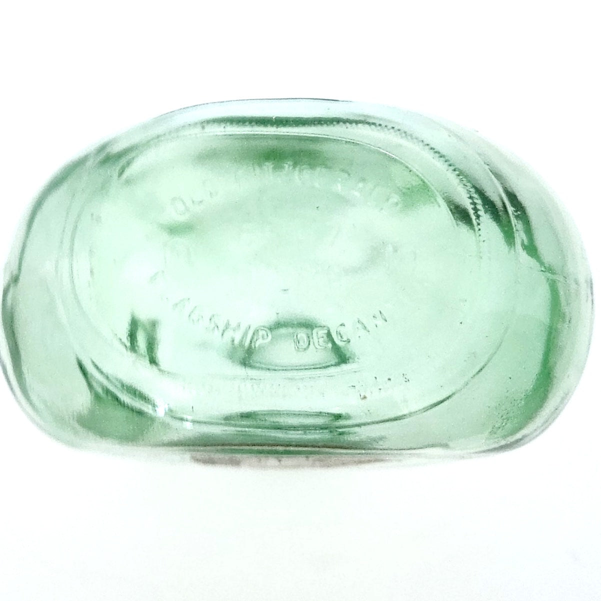 MCM Vintage Old Fitzgerald Green Glass Flagship Decanter Bottle – Tall Ship Design – Collectible Nautical Barware