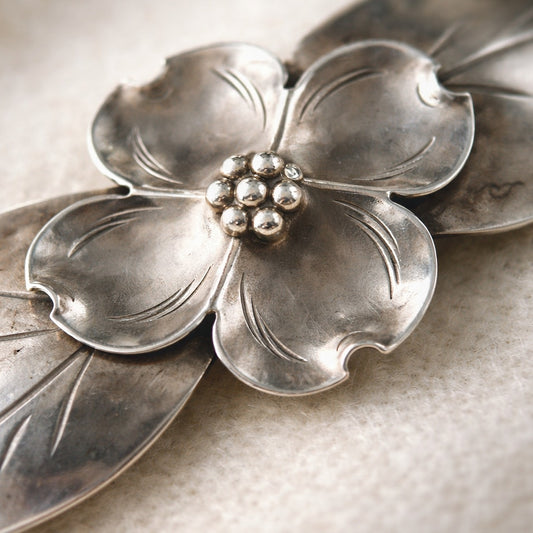 1940s Stuart Nye Sterling Silver Dogwood Brooch Signed