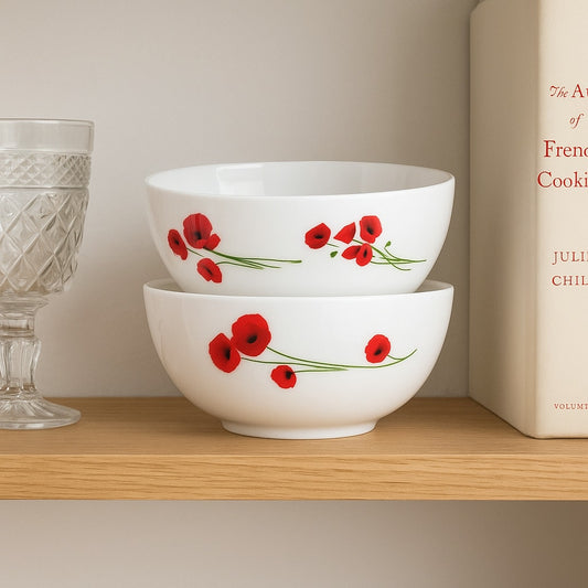 Luminarc Diwali Hypnosis Red Poppy Small Bowls – Set of 2, 4.7" Glass Salad Bowls | Home